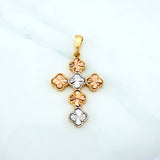 Pendant Cross Clover 4.5 g / 1 1/2 in Three Golds 18K