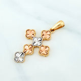 Pendant Cross Clover 4.5 g / 1 1/2 in Three Golds 18K