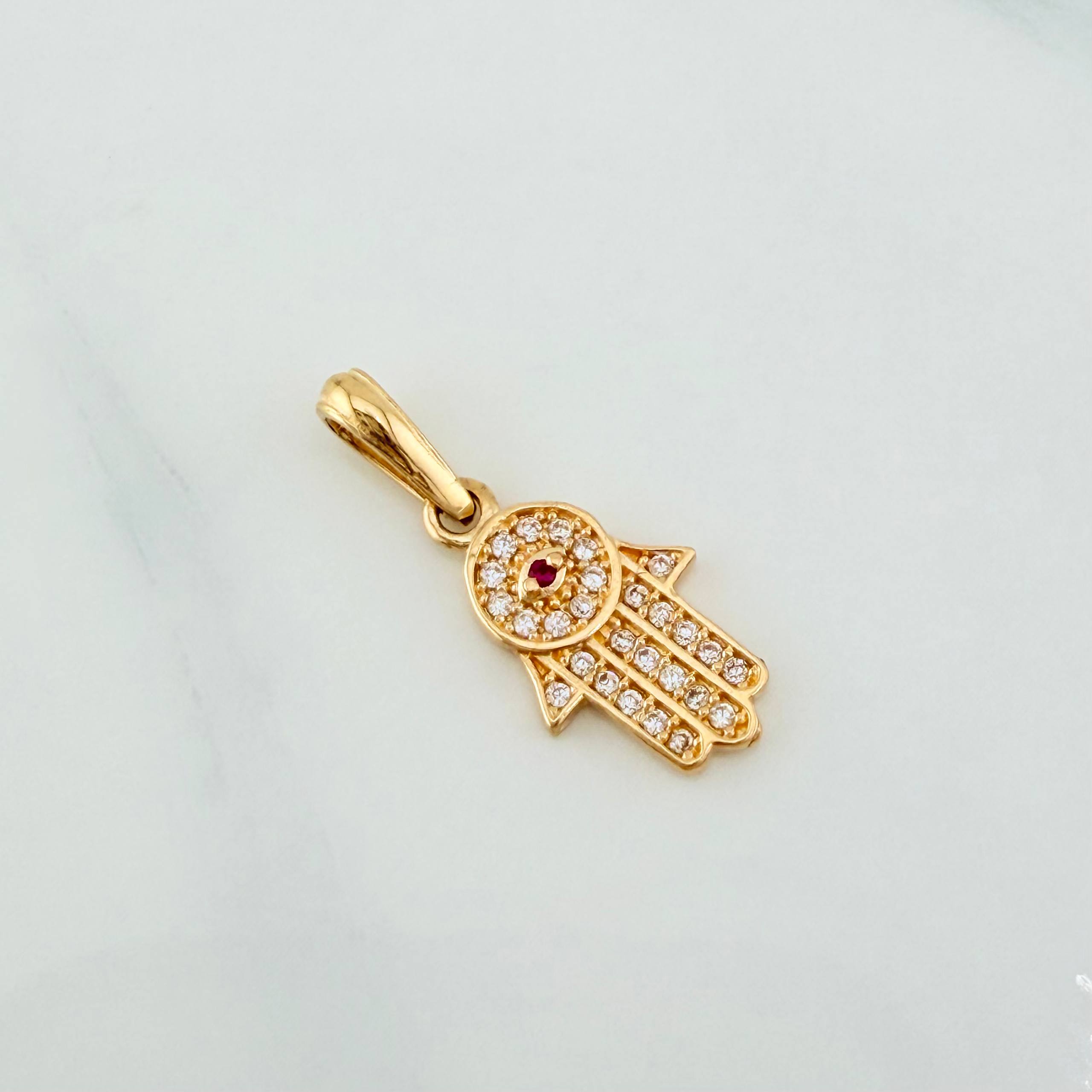 Dije Mano Hamsa 1.2 g / 3/4 in Oro Amarillo 18K