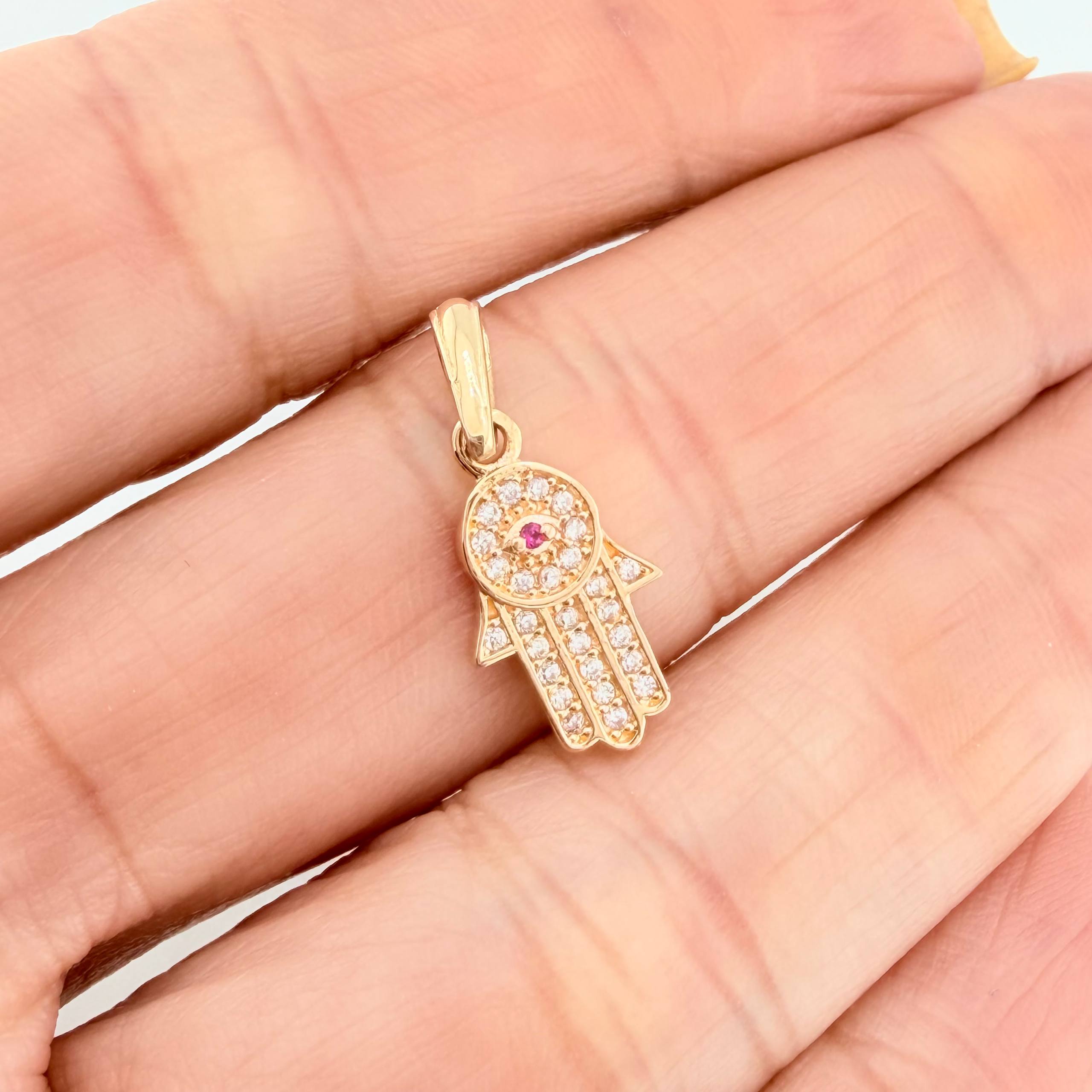 Dije Mano Hamsa 1.2 g / 3/4 in Oro Amarillo 18K