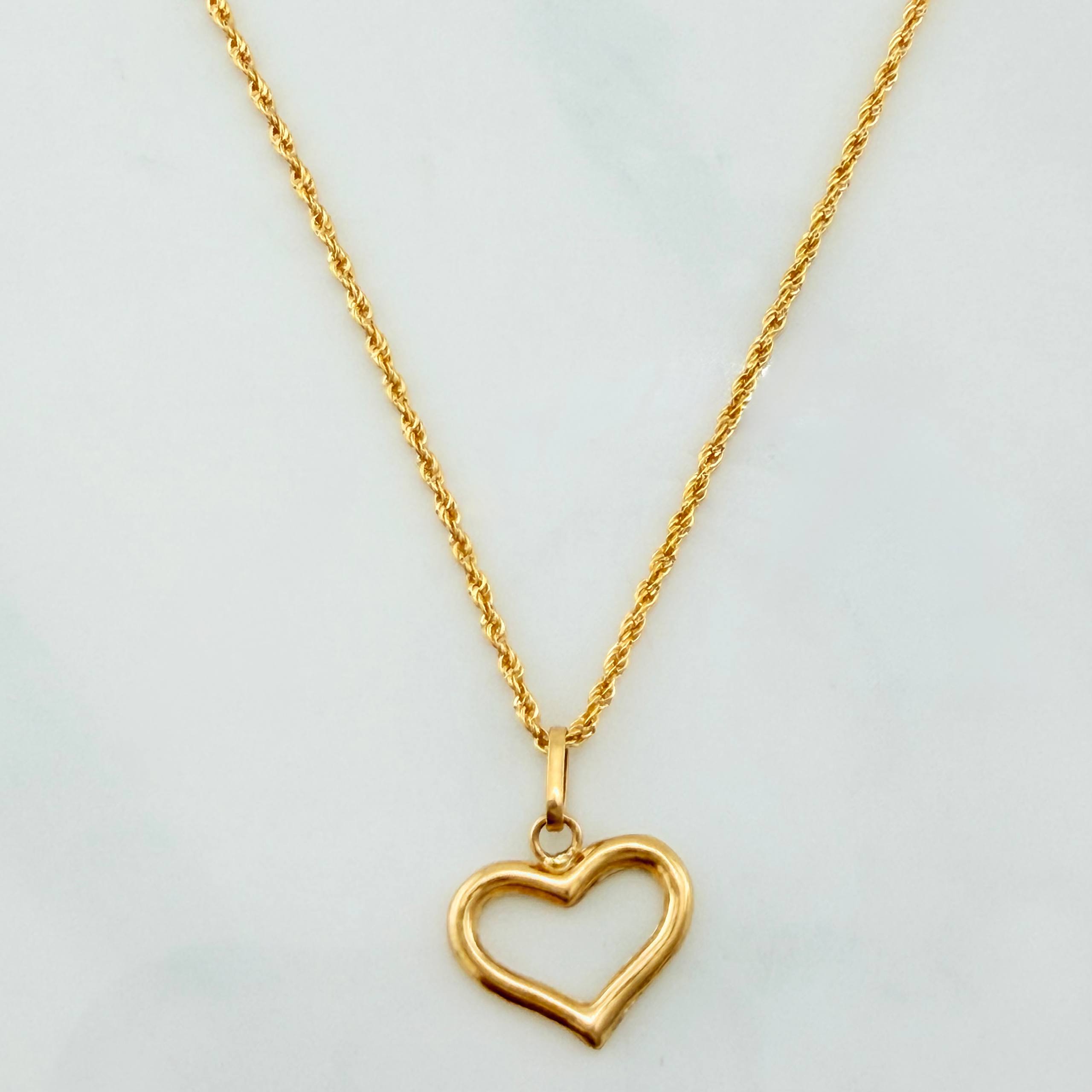 Rope Chain Set + Heart Silhouette Pendant / 1.45 g / 19 3/4 in 18K Yellow Gold