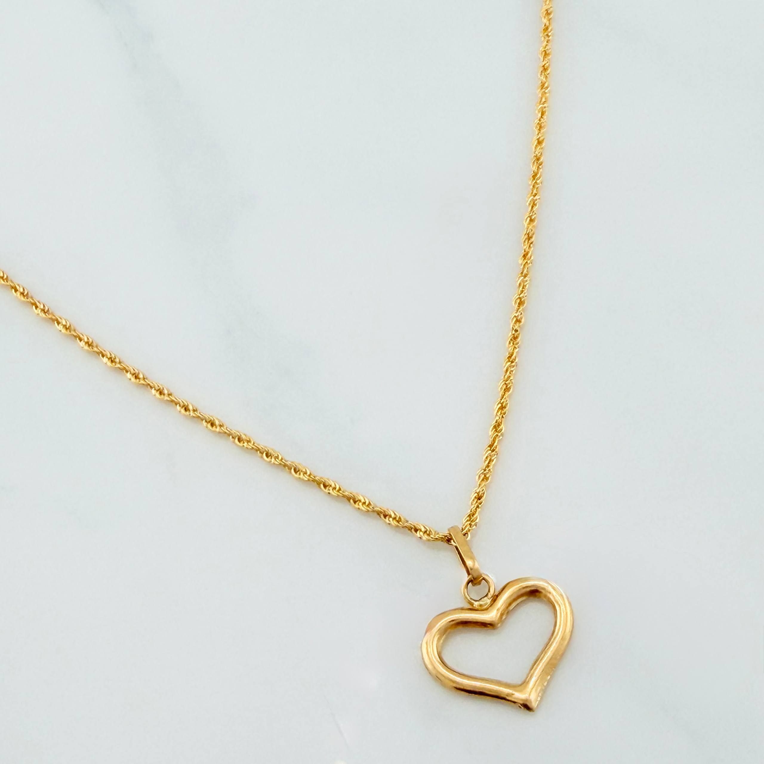 Rope Chain Set + Heart Silhouette Pendant / 1.45 g / 19 3/4 in 18K Yellow Gold