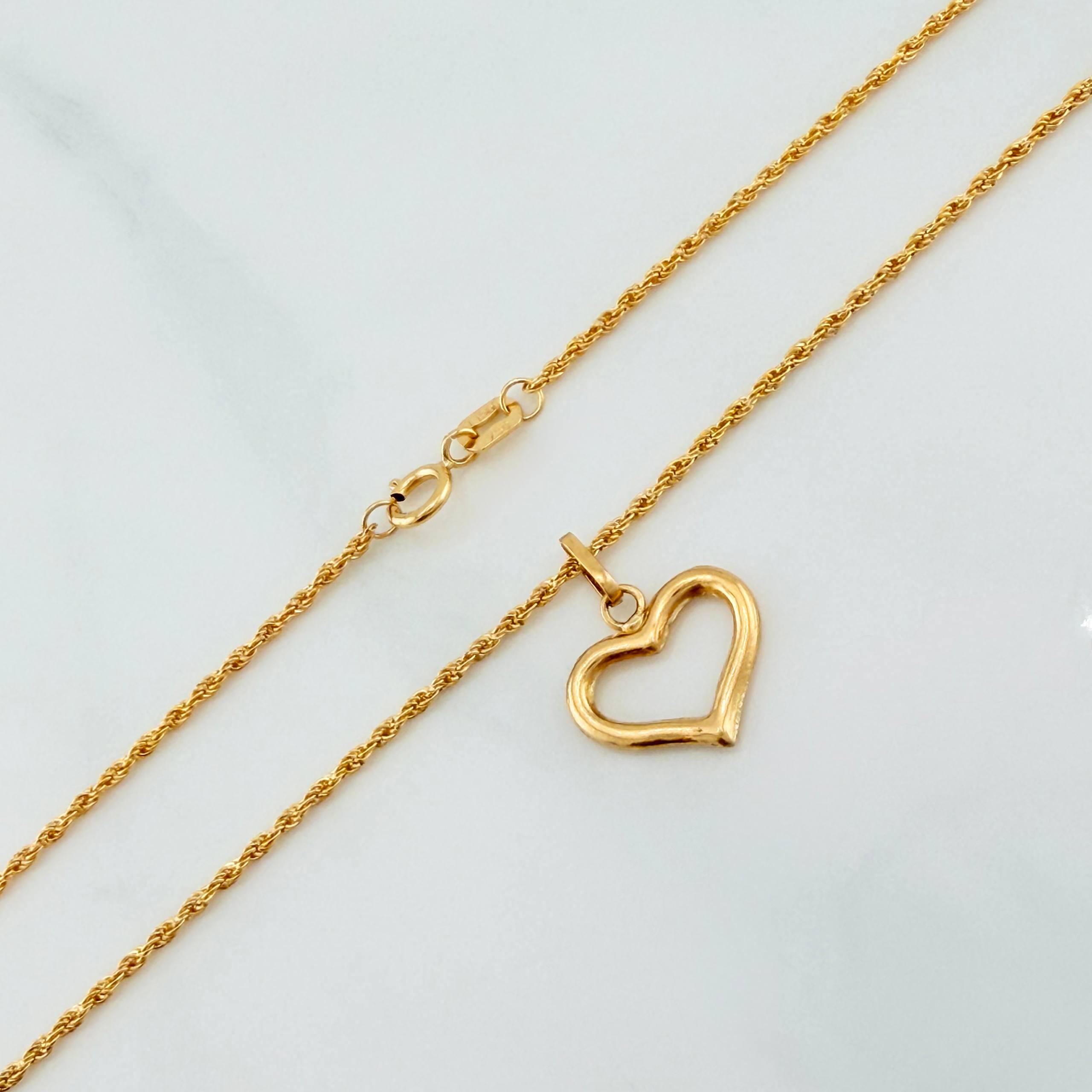 Rope Chain Set + Heart Silhouette Pendant / 1.45 g / 19 3/4 in 18K Yellow Gold