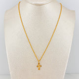Set Cadena Lazo + Dije Cruz Cristo / 1,3 gr / 17 3/4 in Oro Amarillo 18K