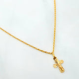 Set Cadena Lazo + Dije Cruz Cristo / 1,3 gr / 17 3/4 in Oro Amarillo 18K