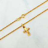Rope Chain Set + Christ Cross Pendant / 1.35 gr / 19 3/4 in 18K Yellow Gold
