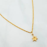 Set Cadena Lazo + Dije Estrella De David / 1,15 gr / 18 in Oro Amarillo 18K
