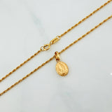 Rope Chain Set + Virgin of Guadalupe Pendant / 1.3 gr / 17 1/4 in 18K Yellow Gold