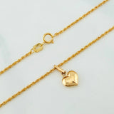 Set Cadena Lazo + Dije Corazon / 1,3 gr / 17 3/4 in Oro Amarillo 18K