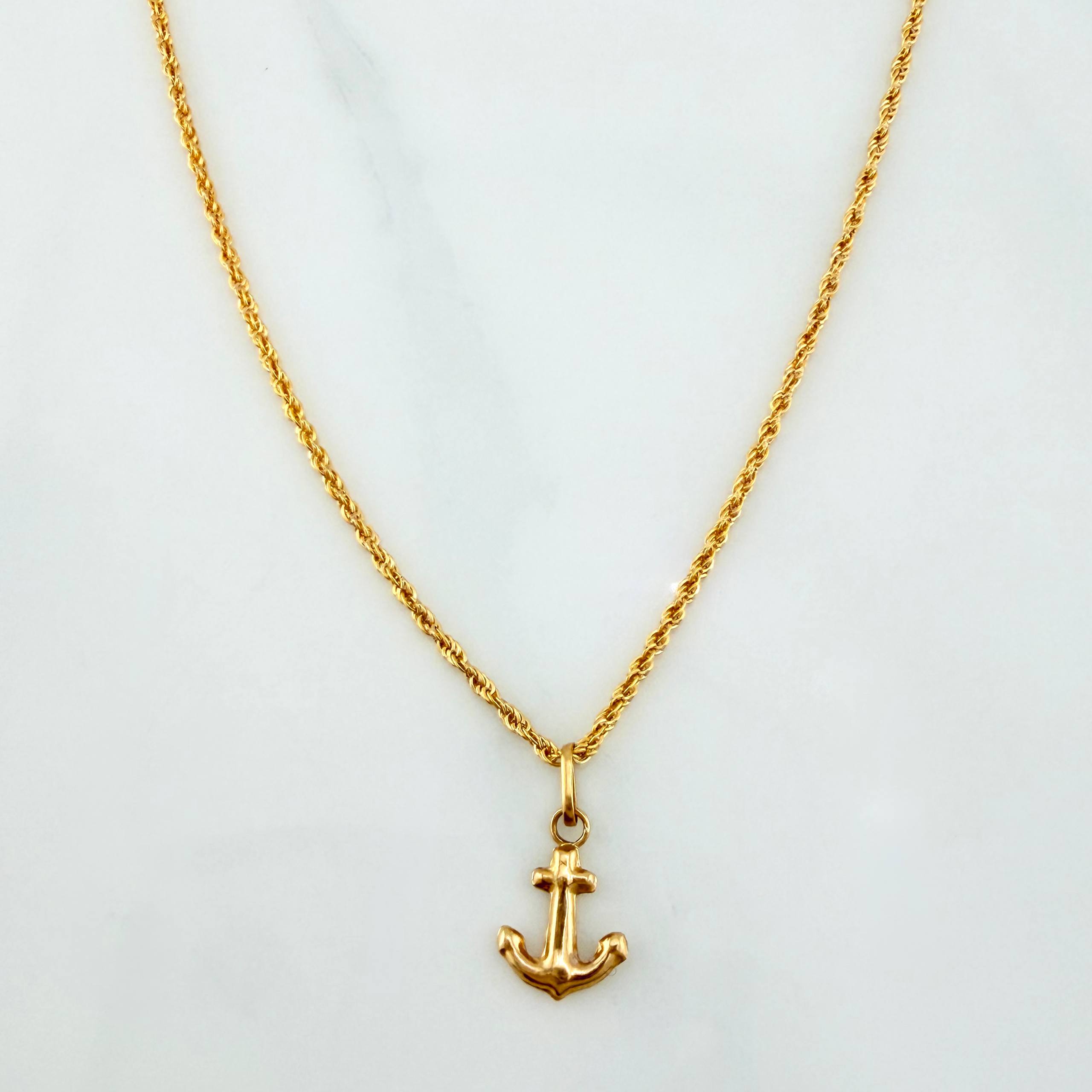 Rope Chain Set + Anchor Pendant / 1.15 g / 17 3/4 in 18K Yellow Gold
