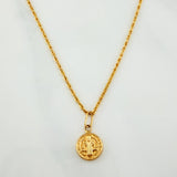 Set Cadena Lazo + Dije San Benito / 1,25 gr / 17 1/4 in Oro Amarillo 18K