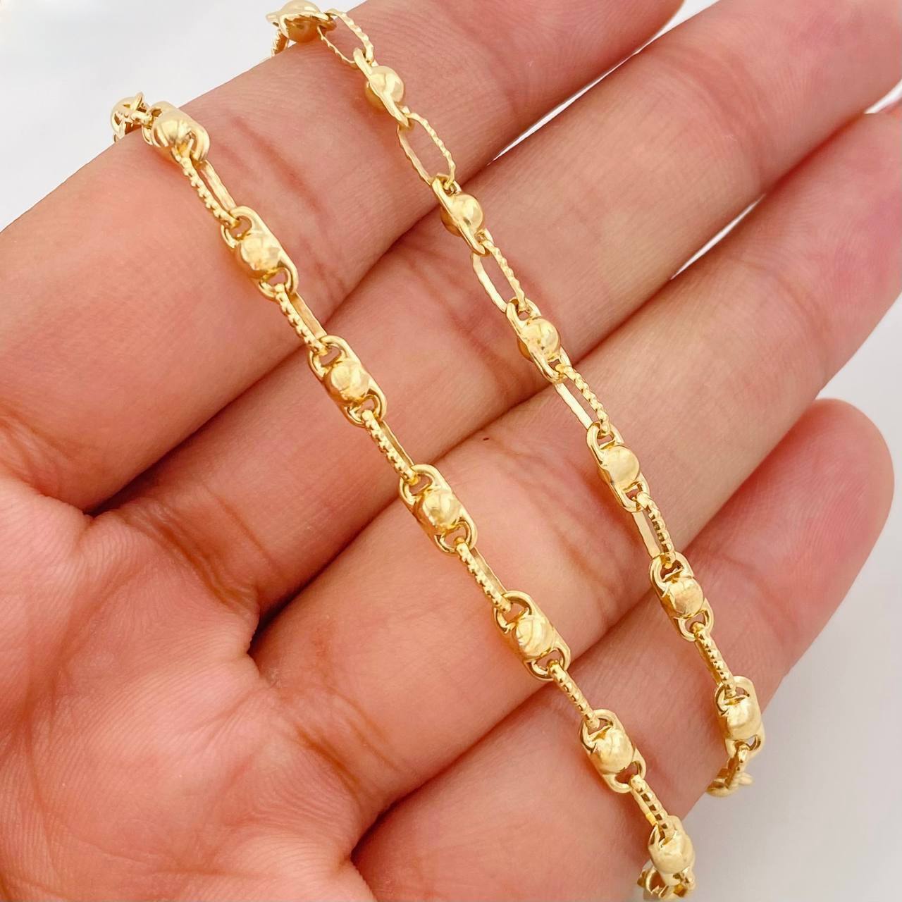 Cadena Rustica Burbuja 10.25g / 22 in / 3.4mm Oro Amarillo 18K