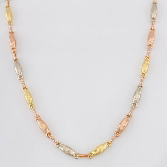 Rustic Link Bracelet 10.3g / 24 in / 3.17mm Three Golds 18K