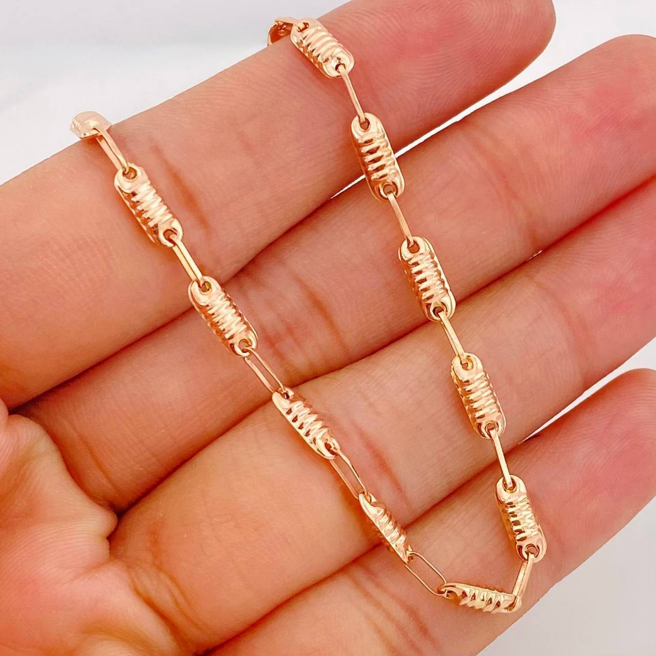 Cadena Rustica Cilindro 8.75g / 24 in / 3.18mm Oro Rosa 18K
