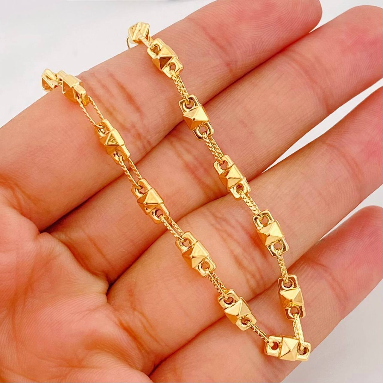 Cadena Rustica Rombo 10.2g / 22 in / 4.01mm Dos Oros  Amarillo  Rosado 18K