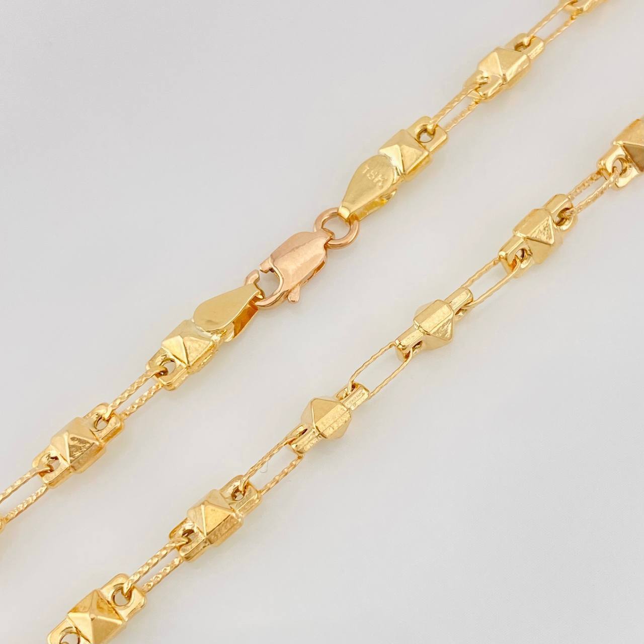 Cadena Rustica Rombo 10.2g / 22 in / 4.01mm Dos Oros  Amarillo  Rosado 18K
