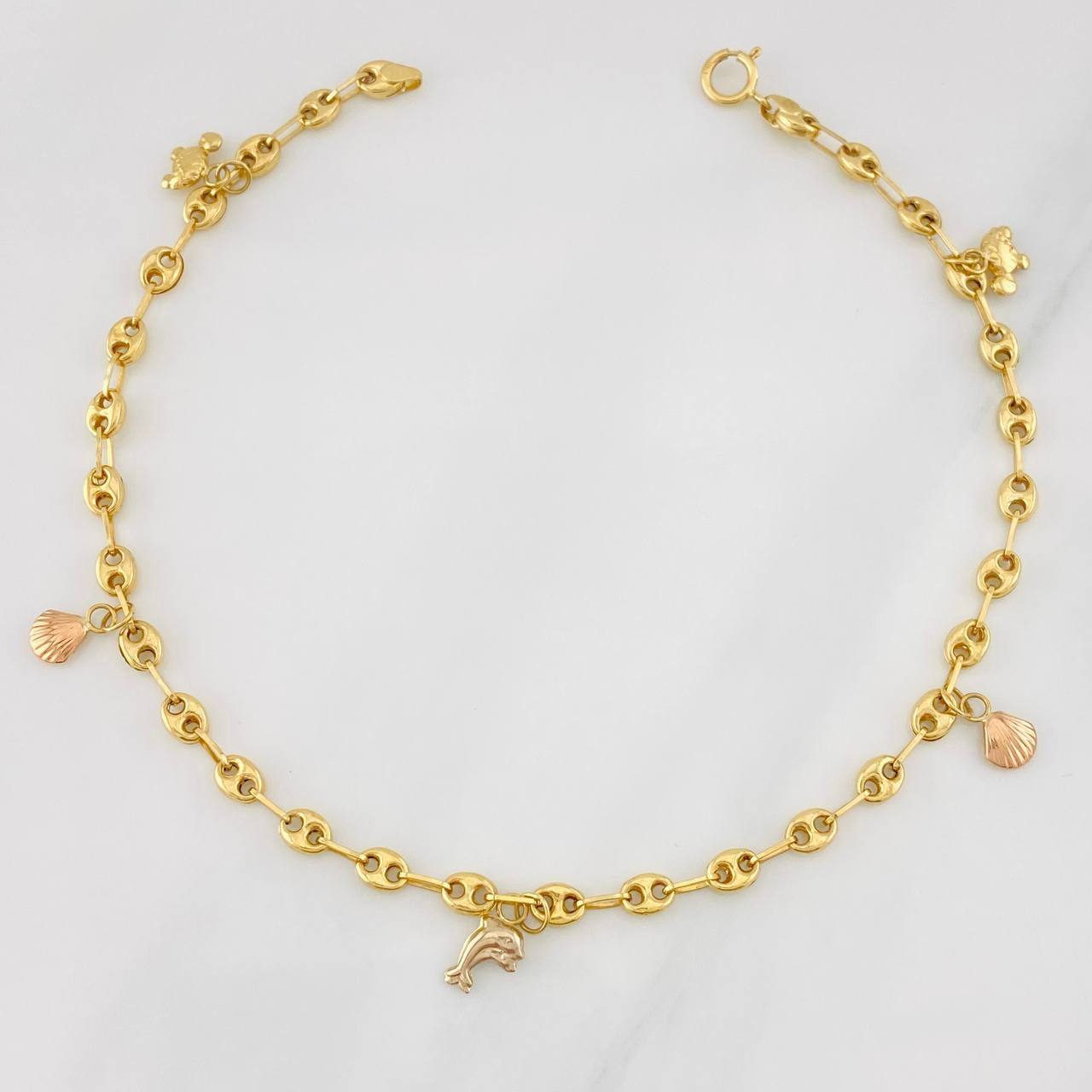GC Figures Anklet 3.75g / 9 1/2 in / 3.7mm 18K Yellow Gold