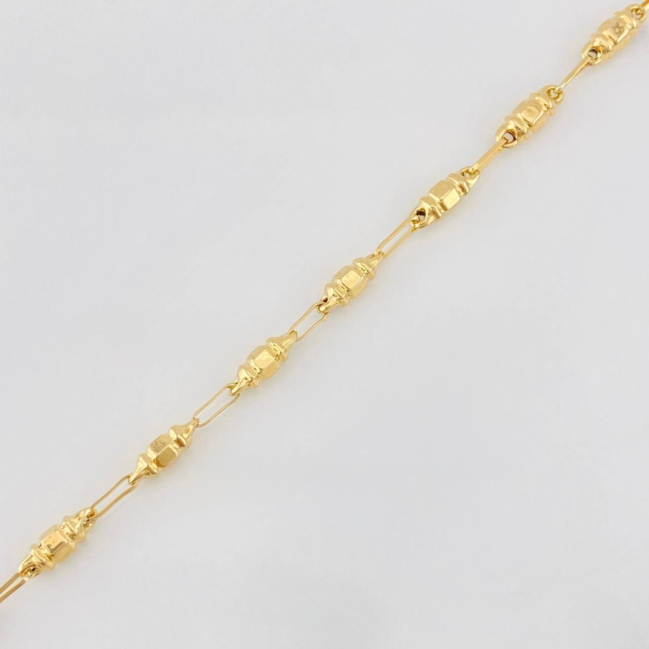 Rustic Barrel Anklet 3.5g / 9 3/4 in / 2.62mm Yellow Gold 18K