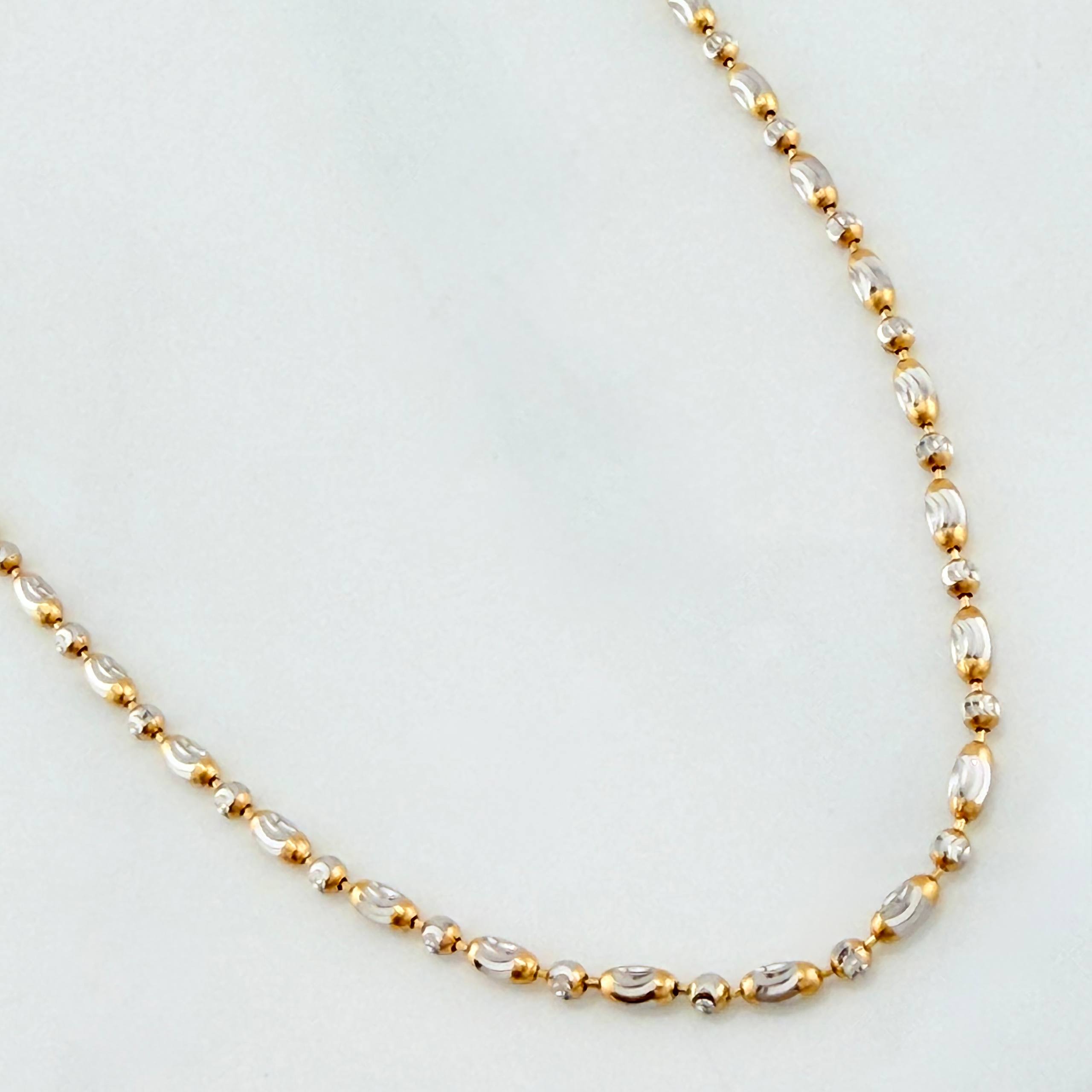 Cadena Morse Diamantada Media Luna 5.55 g / 19 3/4 in / 1.7 mm Dos Oros Amarillo Blanco 18K