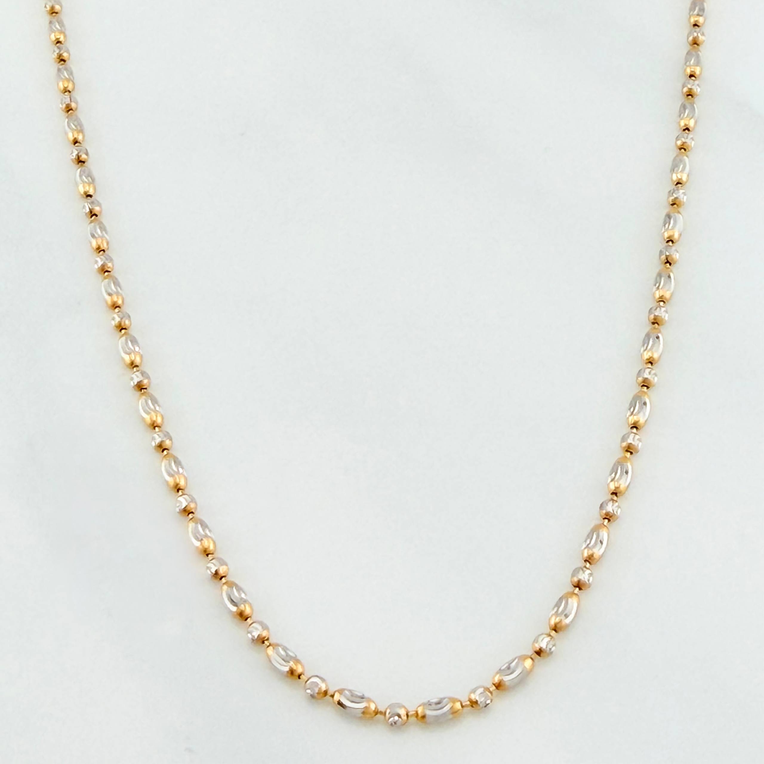 Cadena Morse Diamantada Media Luna 5.55 g / 19 3/4 in / 1.7 mm Dos Oros Amarillo Blanco 18K