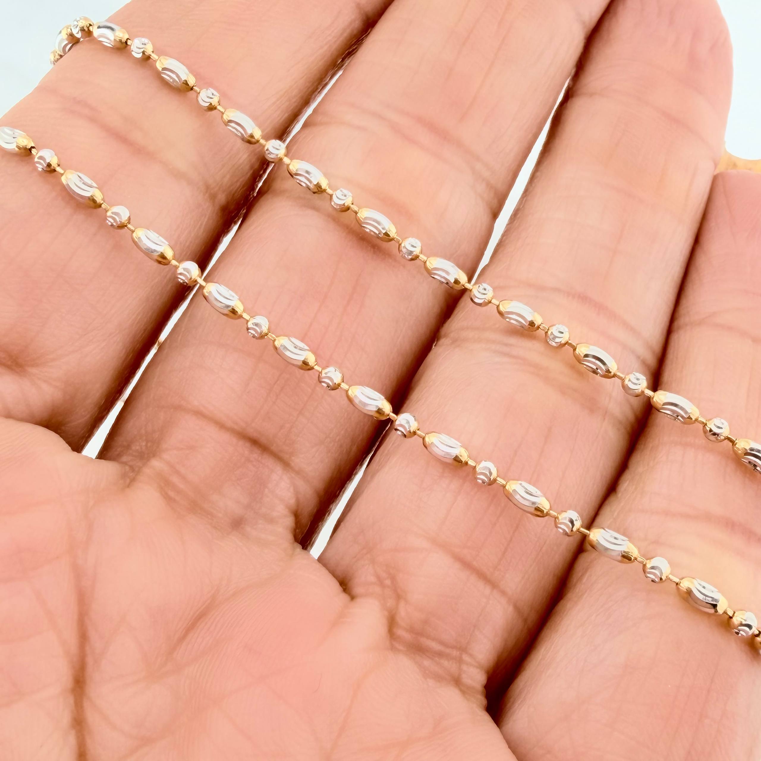 Cadena Morse Diamantada Media Luna 5.55 g / 19 3/4 in / 1.7 mm Dos Oros Amarillo Blanco 18K