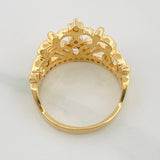 Anillo Corona Corazon 4.9g / T7 Dos Oros Amarillo Blanco 18K