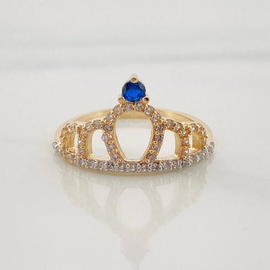Crown Scepter Ring 1.95g / Size 6 3/4 Two-Tone Yellow White Gold 18K