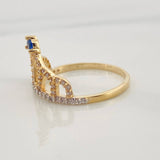Anillo Corona Cetro 1.95g / T6 3/4 Dos Oros Amarillo Blanco 18K