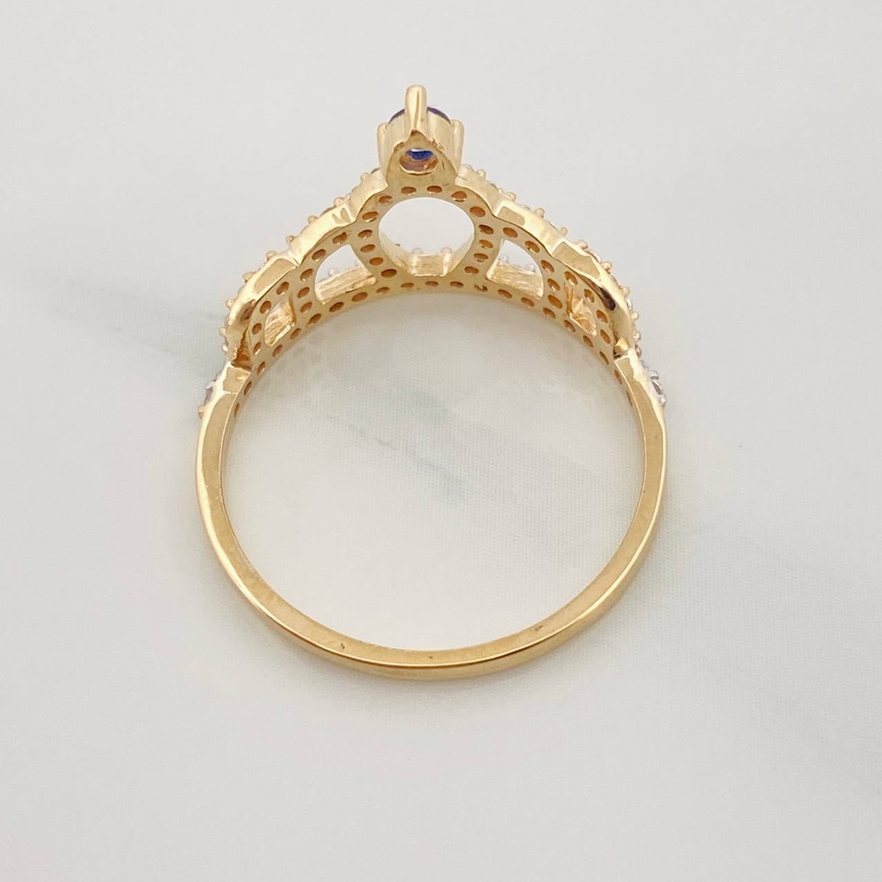 Anillo Corona Cetro 1.95g / T6 3/4 Dos Oros Amarillo Blanco 18K