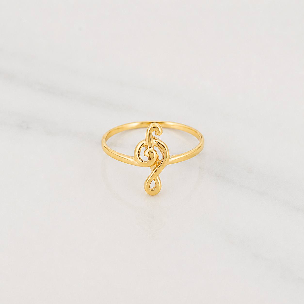 Musical Note Ring 1.3g / Size 6 3/4 Yellow Gold 18K
