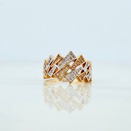 Triangle Ring 6.1g / Size 7 3/4 Two-Tone Yellow and White Gold 18K