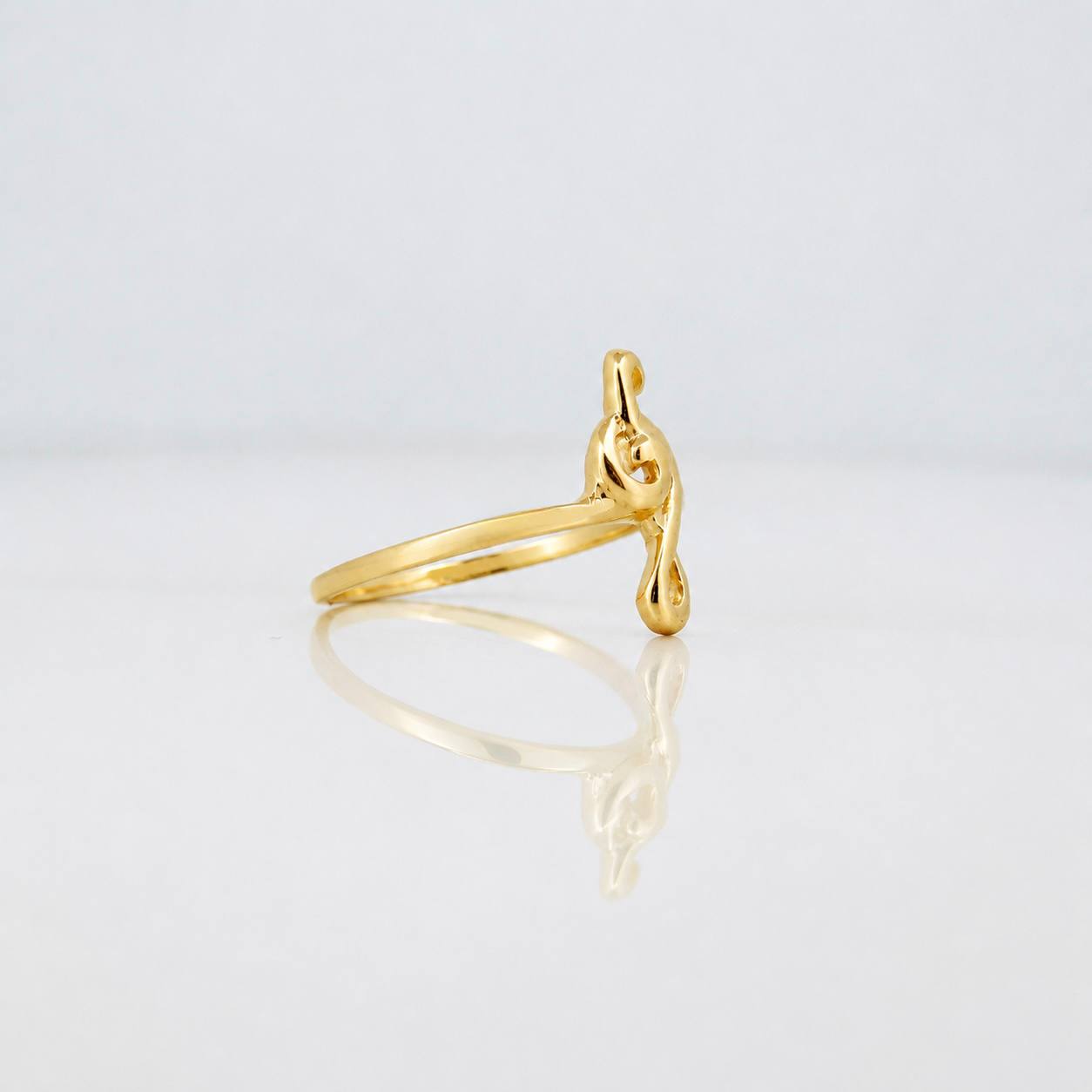 Musical Note Ring 1.3g / Size 6 3/4 Yellow Gold 18K