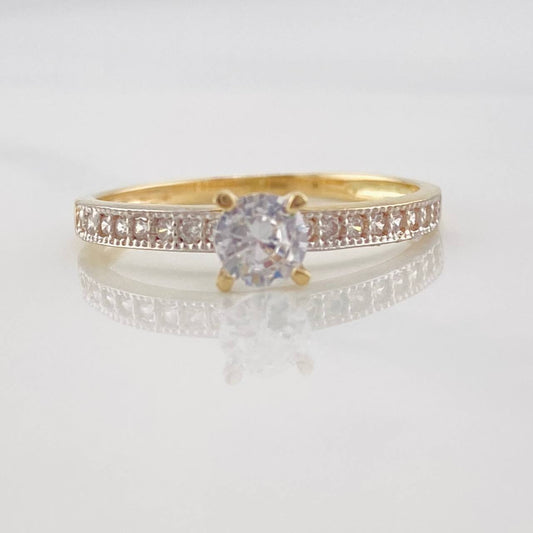 Anillo Solitario Churumbela 1.7g / T7 Dos Oros Amarillo Blanco 18K