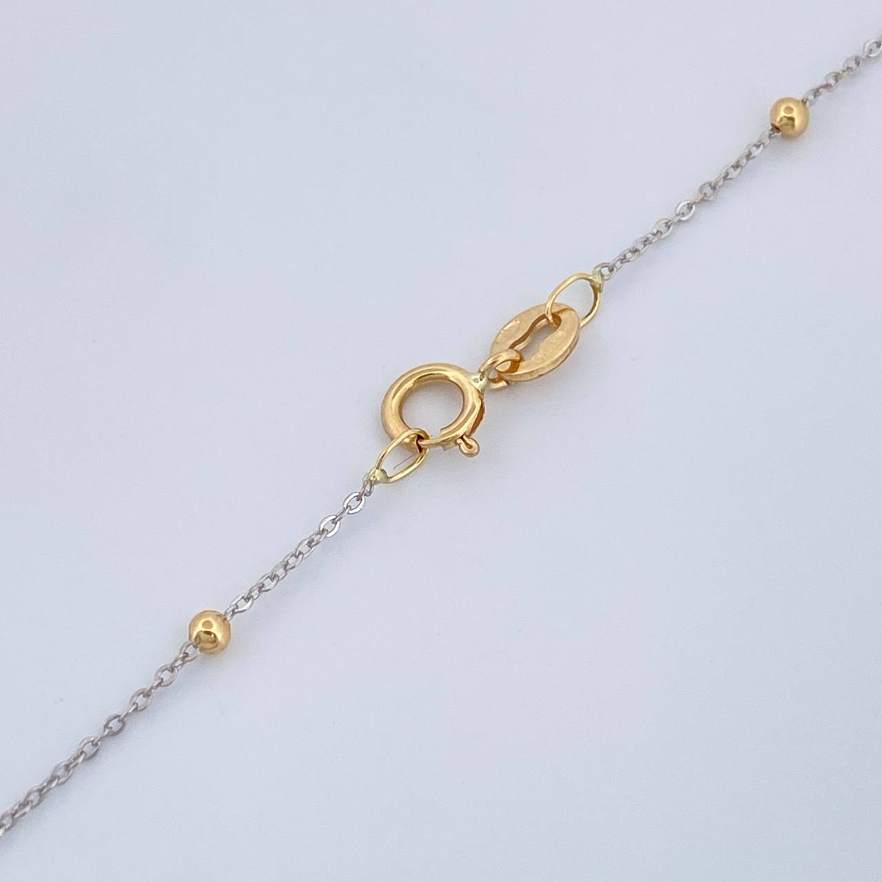 Cadena Aro Seguido Bolas 1.15gr / 17 3/4 in / Dos Oros Amarillo Blanco +3 18K %