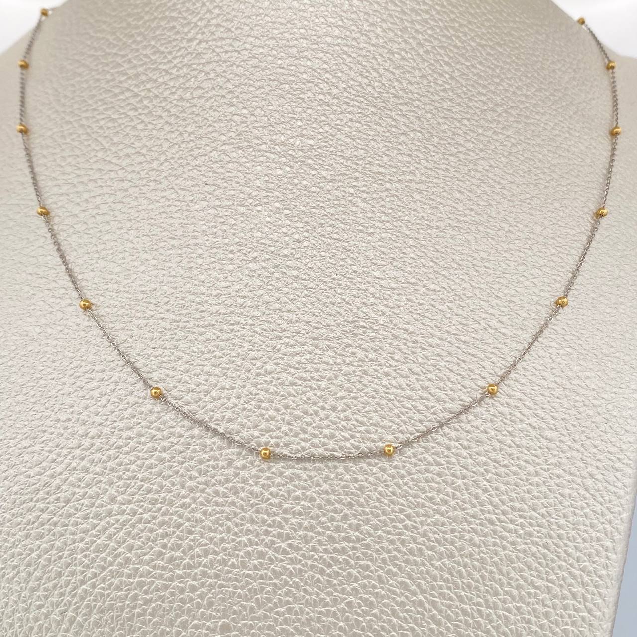 Classic Link Chain Beads 1.2gr / 17 3/4 in / Two Yellow White Gold +3 18K %