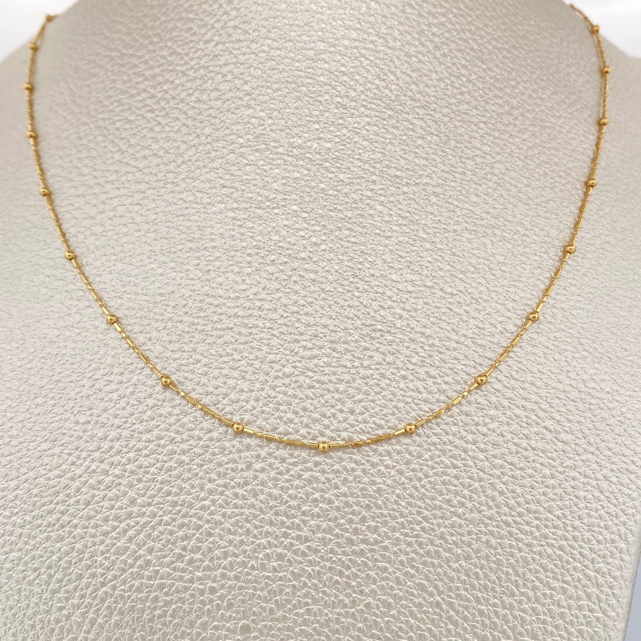 Cadena Morse Bolas 1.95gr / 17 1/2 in / 0.7mm Oro Amarillo +3 18K %