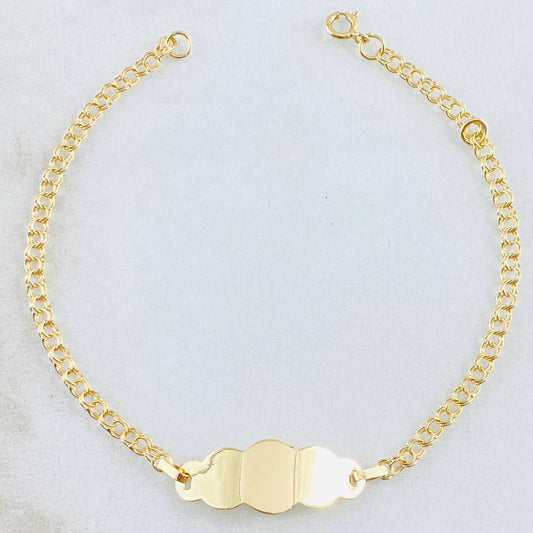 Pulso Bebé Aro Seguido Placa Nube 1.45gr / 6 1/4 in / Oro Amarillo 18K