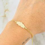 Pulso Bebé Aro Seguido Placa Nube 1.45gr / 6 1/4 in / Oro Amarillo 18K