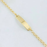Pulso Bebé Aro Seguido Rectangular 1.3gr / 6 in / Oro Amarillo 18K *