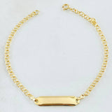 Pulso Bebé Aro Seguido Placa Rectangular 1.2gr / 5 1/4 in / Oro Amarillo 18K