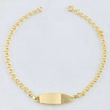 Pulso Bebé Aro Seguido Rectangular Ovalado 1.25gr / 5 in / Oro Amarillo 18K *