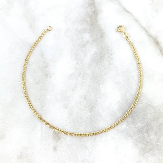 Tobillera Cubana 1.95gr / 9 3/4 in / 2mm Oro Amarillo +1 18K *