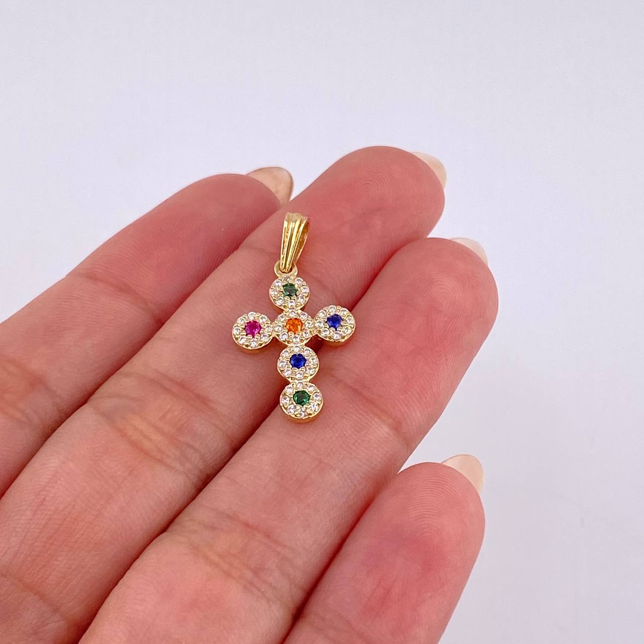 Pendant Dense Cross 1.5 g / 2.5 cm Yellow Gold 18K
