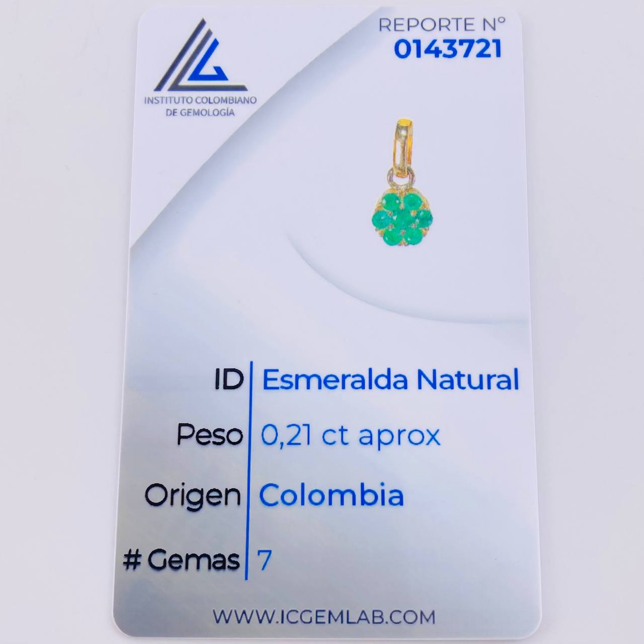 Hexagonal Flower Pendant 21pts Emeralds 1.05gr / 1/2 in / 18K Yellow Gold *