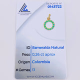 Dije Circulo 26pts Esmeraldas 1.75gr / 3/4 in / Oro Amarillo 18K *