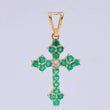 Dije Cruz Florencial Esmeraldas 80pts Diamantes 4pts 1.9gr / 1 1/4 in / Oro Amarillo 18K ©