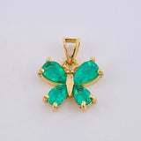 Pendant Rectangular Butterfly 55pts Emeralds 1.8gr / 3/4 in / 18K Yellow Gold *