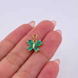 Pendant Rectangular Butterfly 55pts Emeralds 1.8gr / 3/4 in / 18K Yellow Gold *