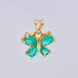 Pendant Rectangular Butterfly 55pts Emeralds 1.8gr / 3/4 in / 18K Yellow Gold *