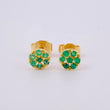 Topos Flor 14pts Esmeraldas 1.2gr / 5.45mm Oro Amarillo 18K *